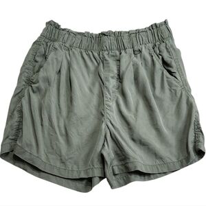 Sanctuary Olive Green Elastic Waist Pull On Pockets Paperbag Shorts Size Medium